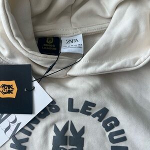 Zara Off-White Hoodie with Charcoal Print